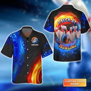 I Suck At Bowling Personalized Name 3D Trendy Hawaiian Shirt