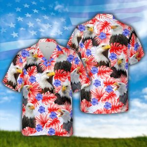 Independence Day 3D Hawaiian Shirt With Celebratory Eagles Tropical Vibe