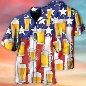 Independence Day Beer Us Flag Theme 3D Hawaiian Shirt Unique Design