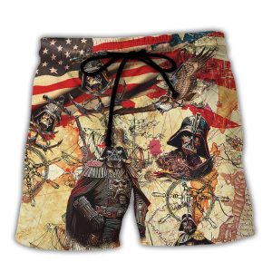 Independence Day Starwars Darth Vader Pirates Home Is Where The Anchor Drops Trendy KLA Hawaiian Beach Shorts