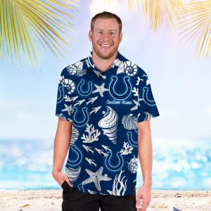 Indianapolis Colts Name Personalized Short Sleeve Button Up Tropical Hawaiian Shirt