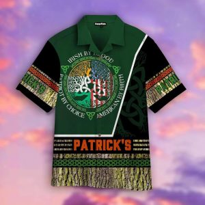 Irish Blood American St Patrick’s Day Trendy Hawaiian Shirt For