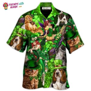 Irish Cat Girl St Patrick’S Day Green Light Hawaiian Shirt – Trendy KLA