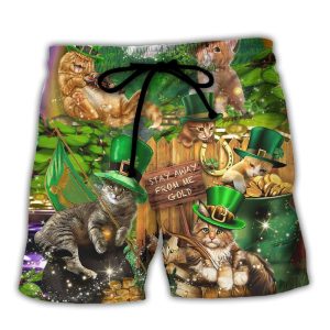 Irish Cat Happy St Patrick’s Day Trendy KLA Hawaiian Beach Shorts