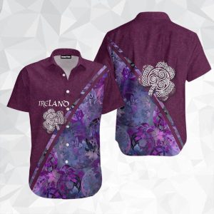 Irish Celtic Cross Shamrock St Patricks Day Hawaiian Shirt For
