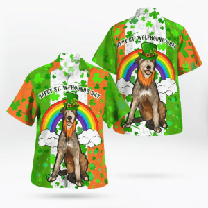 Irish Flag Lucky Shamrocks Irish Wolfhound Dog Rainbow Saint Patrick’s Day Hawaii Shirt – Gift For Irish