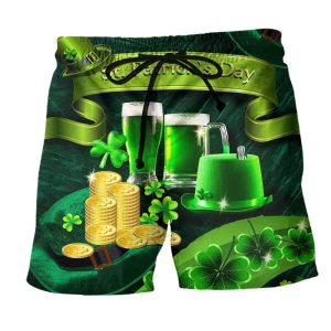 Irish Happy Saint Patrick’s Day 17 March Green Trendy KLA Hawaiian Beach Shorts