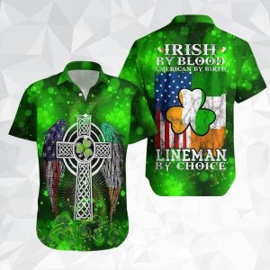 Irish Lineman St Patricks Day Hawaiian Shirt For