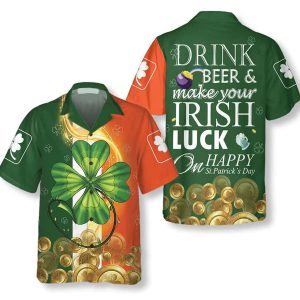 Irish Luck On St. Patrick’s Day Trendy Hawaiian Shirt, St. Patricks Day Shirt, Cool St Patrick’s Day Gift