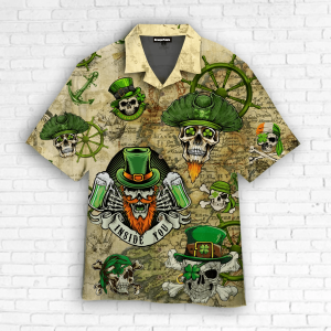 Irish Pirate Skull Patrick’s Day Trendy Hawaiian Shirt For