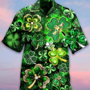 Irish Pride Lucky Shamrock St Patrick’s Day Hawaiian Shirt Summer KLA Outfit for Men and Women