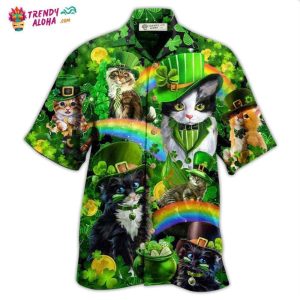 Irish Saint Patricks Day Cats Shamrocks Hawaiian Shirt – Trendy KLA