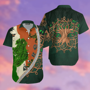 Irish Saint Patricks Day Shamrock Tree Of Life Hawaiian Shirt For