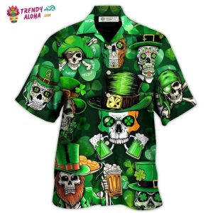 Irish Skull St Patrick’S Day Green Light Hawaiian Shirt – Trendy KLA