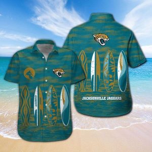 Jacksonville Jaguars Short Sleeve Button Up Tropical Hawaiian Shirt VER025