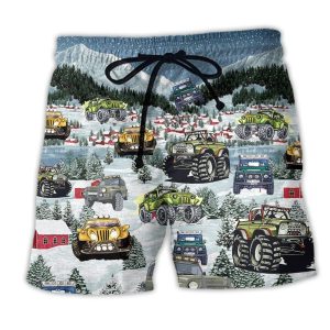 Jeep Party Merry Christmas Night Trendy KLA Hawaiian Beach Shorts
