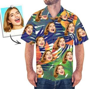 Jester’s Luau Extravaganza: Custom Funny Face Hawaiian Shirt