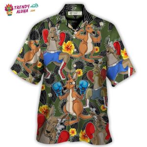 Kangaroo Boxing Tropical Vibe Funny Art Hawaiian Shirt – Trendy KLA
