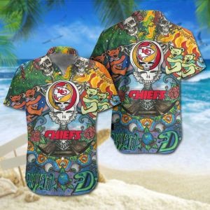 Kansas City Chiefs Grateful Dead NFL Gift For Fan Hawaiian Shirt Graphic Print