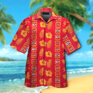 Kansas City Chiefs Short Sleeve Button Up Tropical Hawaiian Shirt VER012
