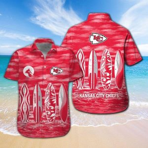 Kansas City Chiefs Short Sleeve Button Up Tropical Hawaiian Shirt VER024
