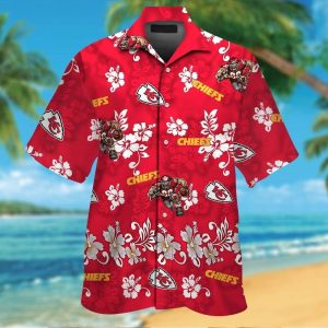 Kansas City Chiefs Short Sleeve Button Up Tropical Hawaiian Shirt VER025