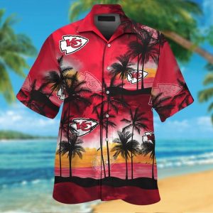 Kansas City Chiefs Short Sleeve Button Up Tropical Hawaiian Shirt VER027