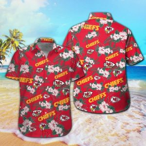 Kansas City Chiefs Short Sleeve Button Up Tropical Hawaiian Shirt VER030