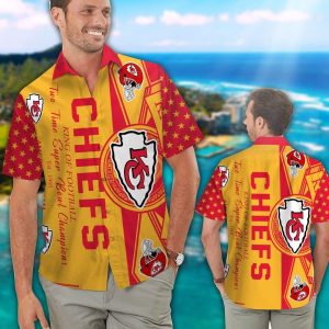 Kansas City Chiefs Short Sleeve Button Up Tropical Hawaiian Shirt VER04