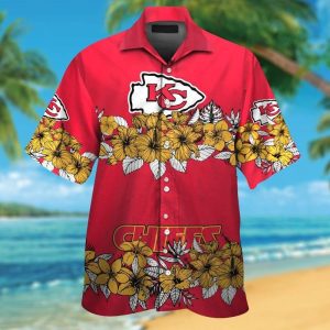 Kansas City Chiefs Short Sleeve Button Up Tropical Hawaiian Shirt VER06