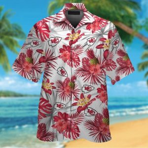 Kansas City Chiefs Short Sleeve Button Up Tropical Hawaiian Shirt VER09
