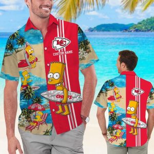 Kansas City Chiefs Simpsons Name Personalized Short Sleeve Button Up Tropical Hawaiian Shirt
