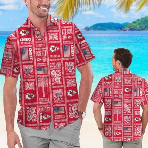 Kansas City Chiefs Summer Commemorative Short Sleeve Button Up Tropical Hawaiian Shirt