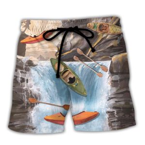 Kayaking Flamingo Husband And Wife Kayaking Partners For Life Trendy KLA Hawaiian Beach Shorts