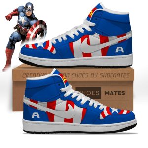 Kirklynnagency Captain America AJ1 High Sneakers Shoes For Men And Women (1)