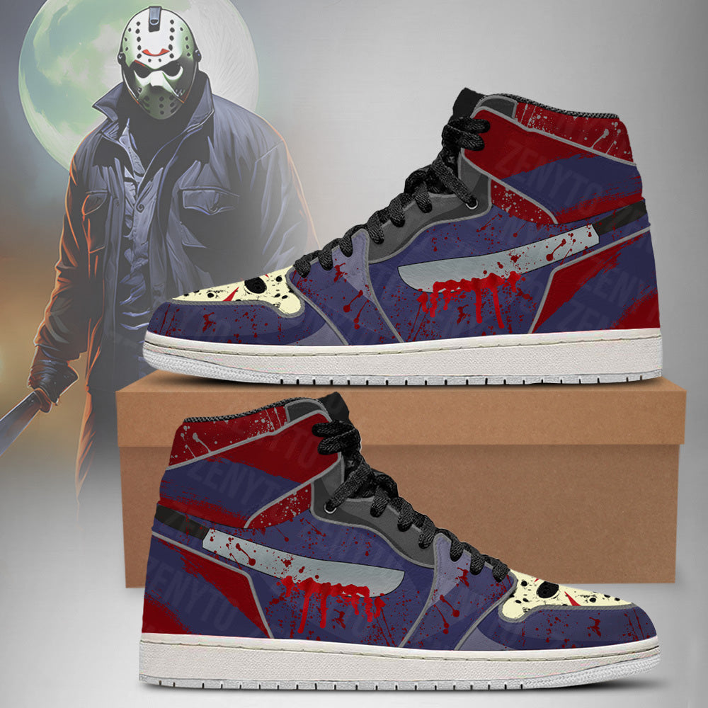 Kirklynnagency Jason Voorhees Halloween AJ1 High Sneakers Shoes For Men And Women (3)
