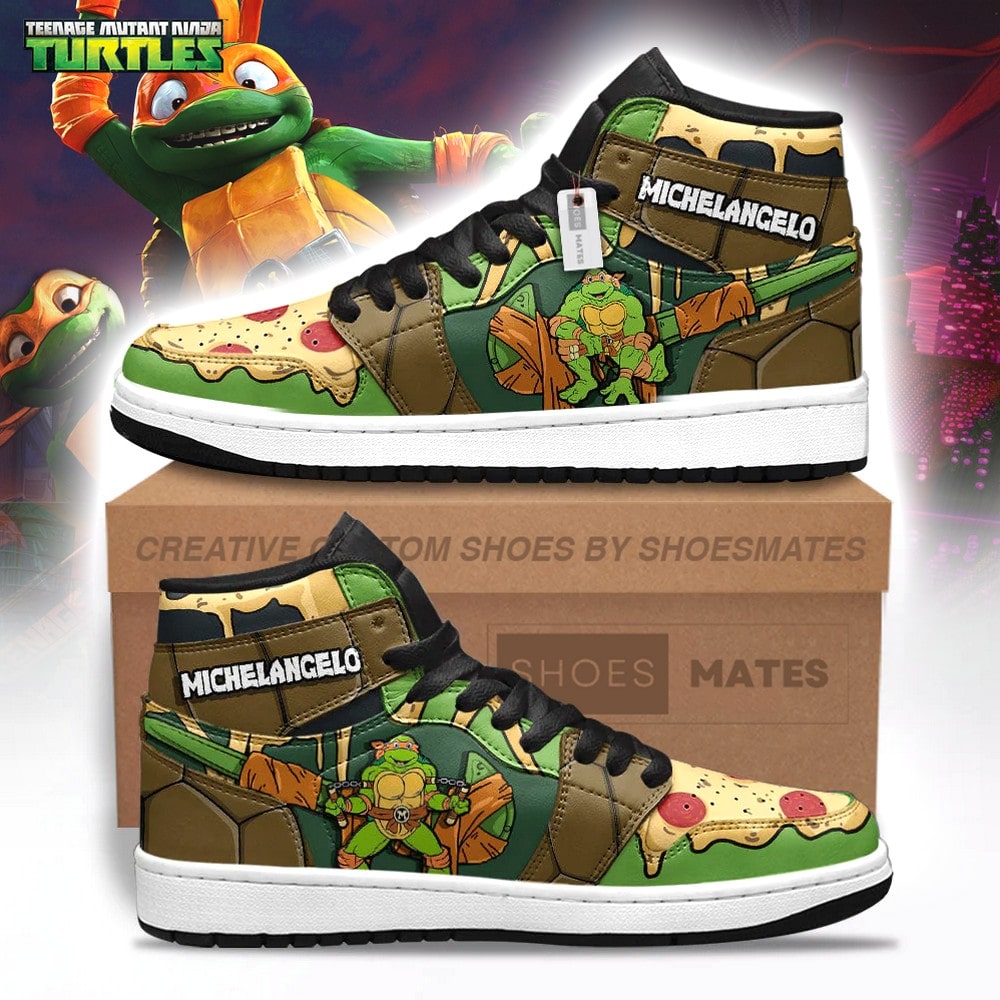 Kirklynnagency Michelangelo Teenage Mutant AJ1 High Sneakers Shoes For Men And Women (1)