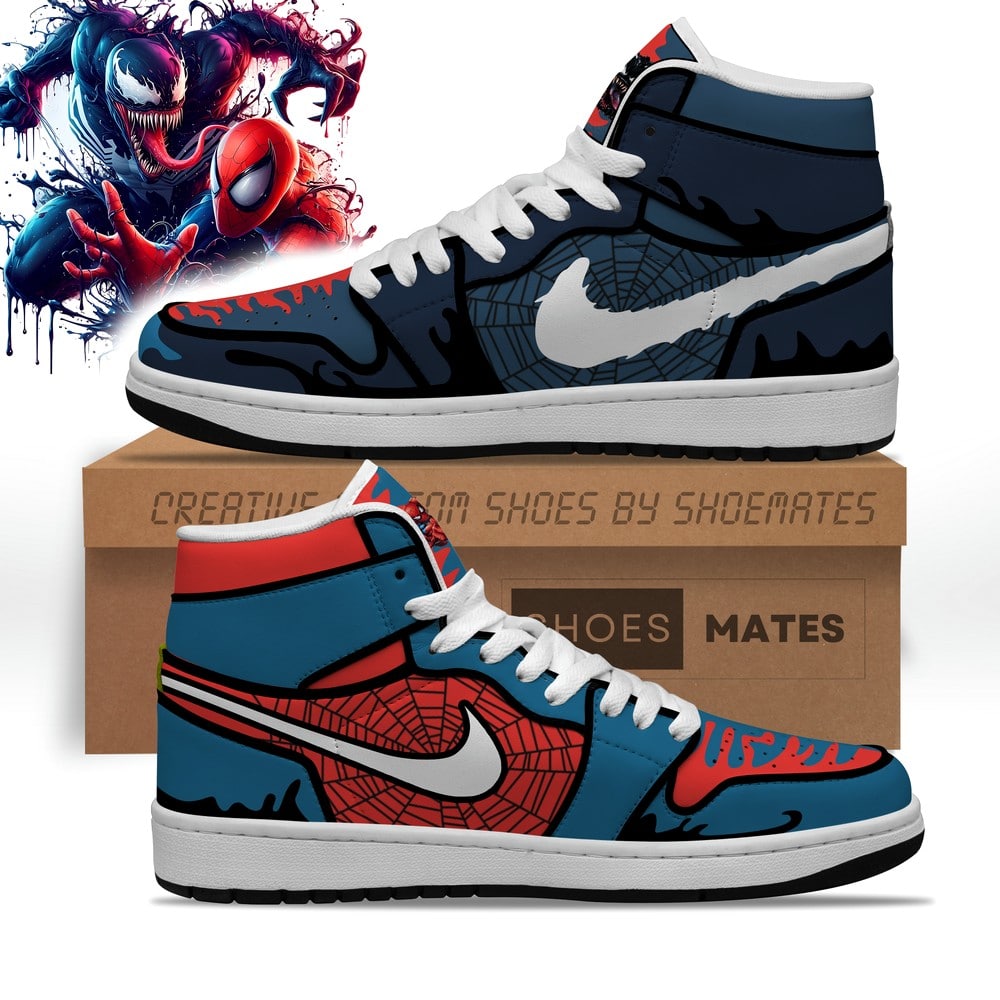 Kirklynnagency Spiderman x Venom AJ1 High Sneakers Shoes For Men And Women (1)