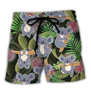 Koala Daily Life Funny Tropical Funny Art Trendy KLA Hawaiian Beach Shorts