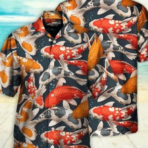 Koi Fish Swimming Colorful Crap, Gift For Summer, Gifts For Bachelor Party, Hawaiian Set Gift, KLA Shirt, Gift For Family, Hawaii Style.