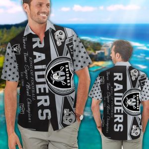 Las Vegas Raiders Short Sleeve Button Up Tropical Hawaiian Shirt VER014