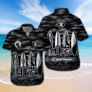Las Vegas Raiders Short Sleeve Button Up Tropical Hawaiian Shirt VER016