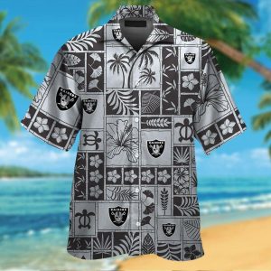 Las Vegas Raiders Short Sleeve Button Up Tropical Hawaiian Shirt VER022