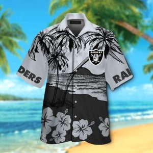 Las Vegas Raiders Short Sleeve Button Up Tropical Hawaiian Shirt VER029