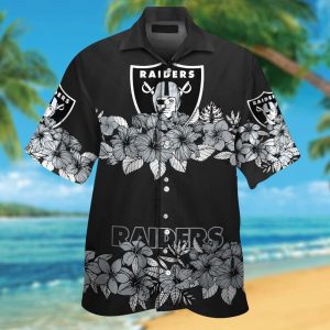 Las Vegas Raiders Short Sleeve Button Up Tropical Hawaiian Shirt VER03