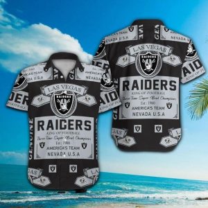 Las Vegas Raiders Short Sleeve Button Up Tropical Hawaiian Shirt VER08