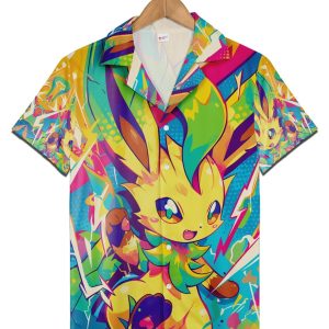 Leafeon Pokemon Hawaiian Shirt, Eevee Evolution KLA Beach Shirt Pokemon Lover Gift