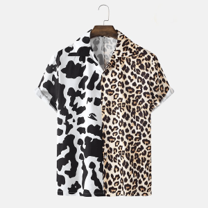 Leopard & Cow Pattern Trendy Hawaiian Shirt, Cow Hawaii Shirt