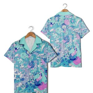 Light Blue Pokemon Characters Hawaiian Shirt Cute Colorful Tropical Shirt Summer Vacation Unisex Fit