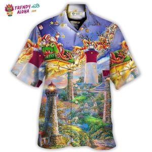 Lighthouse Christmas Santa Home The Light Is Hawaiian Shirt – Trendy KLA